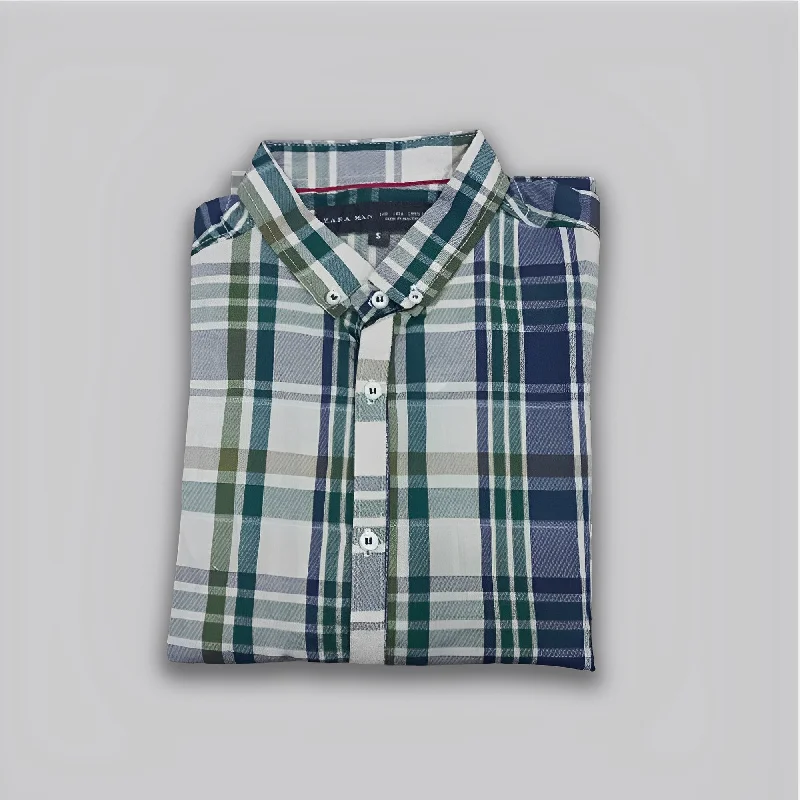 ZR Green & Blue Check Base Casual Shirt 10622