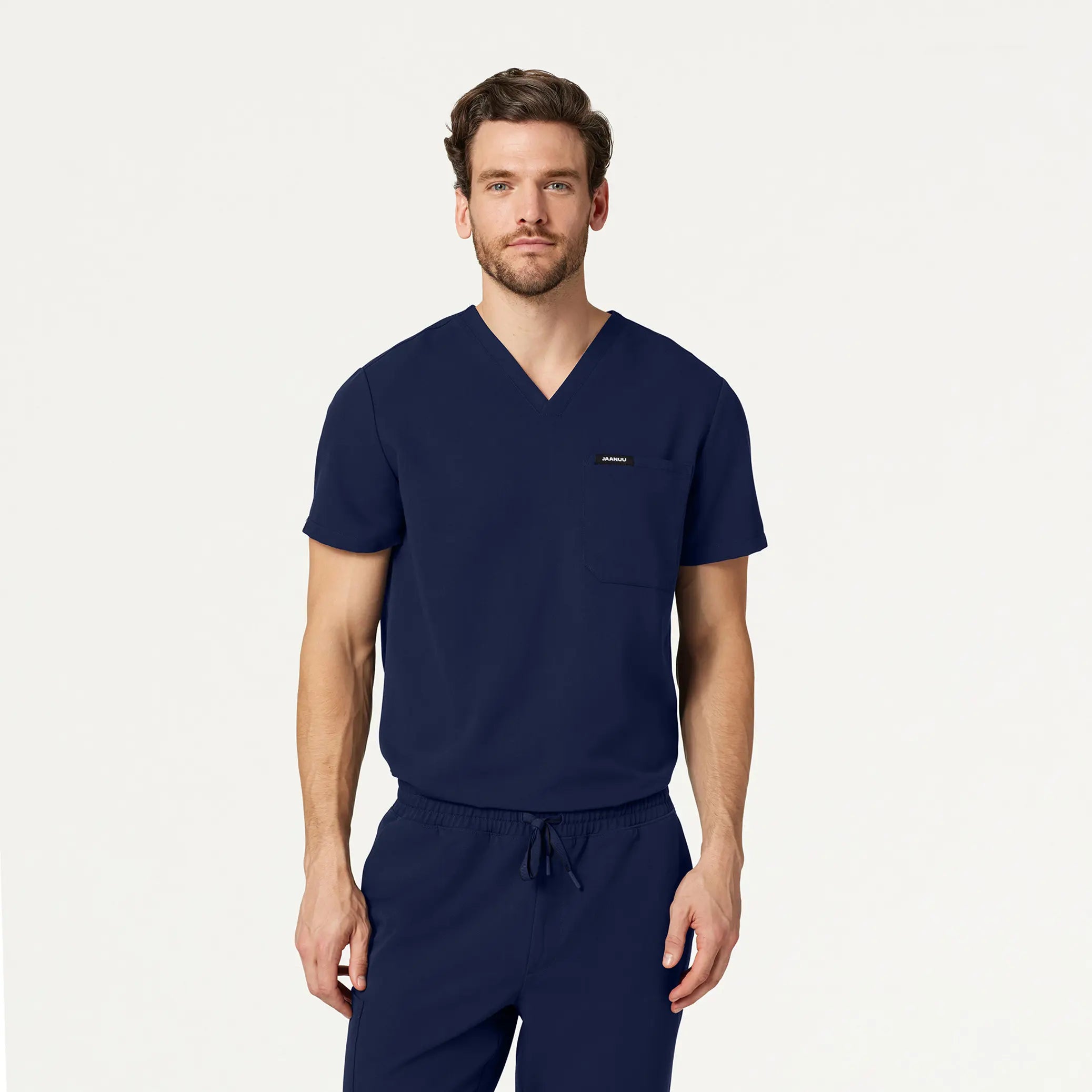 Jaanuu Men's Holmes Everyday 1-Pocket Scrub Top - Midnight Navy