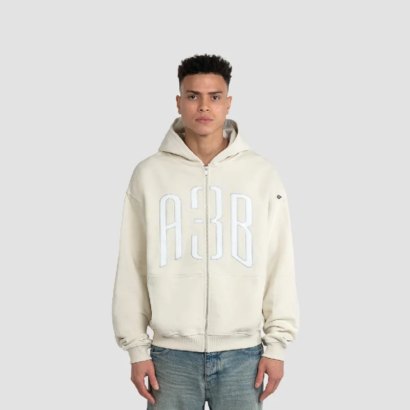 LOGO PATCH ZIP JACKET - BEIGE