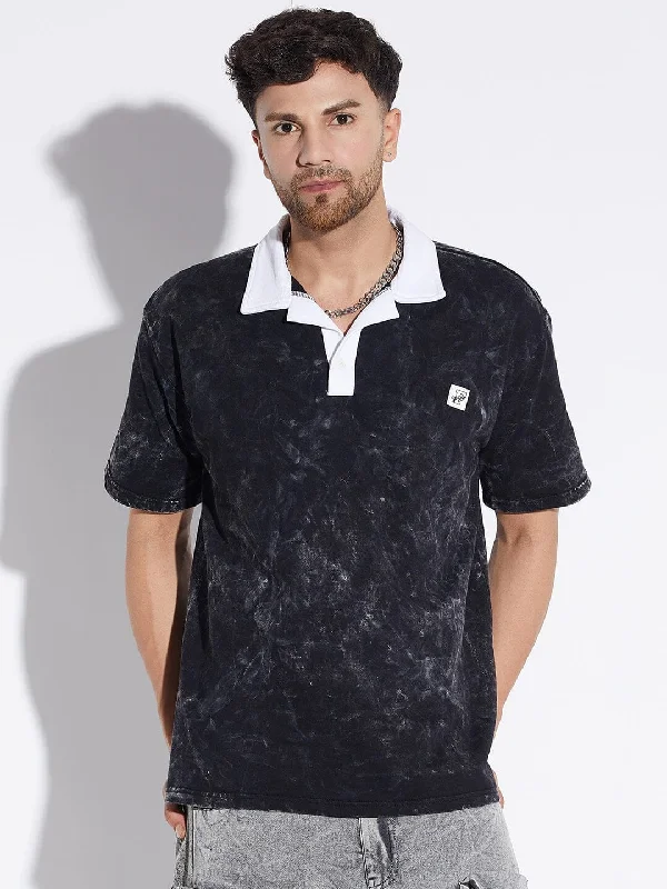 Acid Wash Oversized Polo Tee