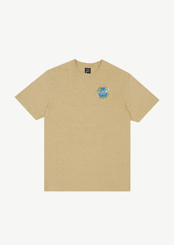 AFENDS Mens Orbital - Retro Graphic T-Shirt - Camel