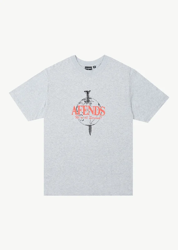 AFENDS Mens Screwed - Retro Fit Tee - Shadow Grey Marle