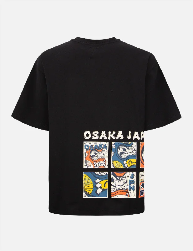 Comic Style Daruma Graphic Print T-Shirt