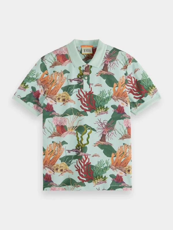 Coral reef camo printed polo shirt