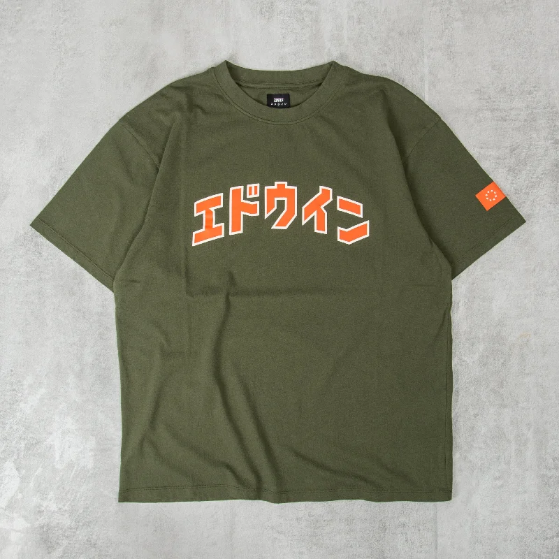 Edwin Katakana Retro Tee - Kombu Green