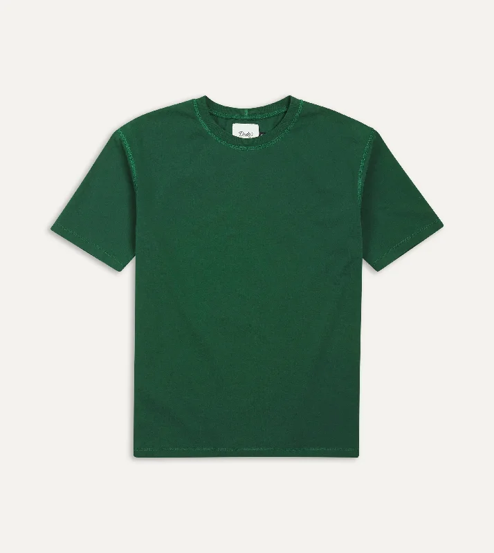 Forest Green Cotton Crew Neck Hiking T-Shirt