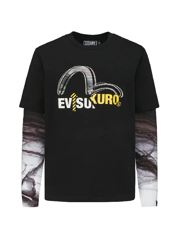 Glacier Print Sleeve Mock 2-in-1 T-shirt