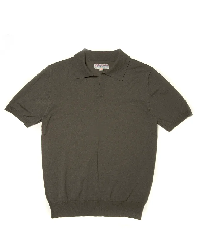 Grey Fly Collar Buttonless Polo Shirt