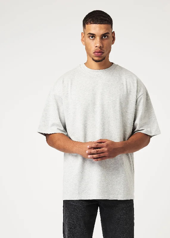 Grey Melange Basic Oversized  T-Shirt