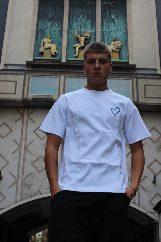 Heavyweight T-Shirt with Blue Logo