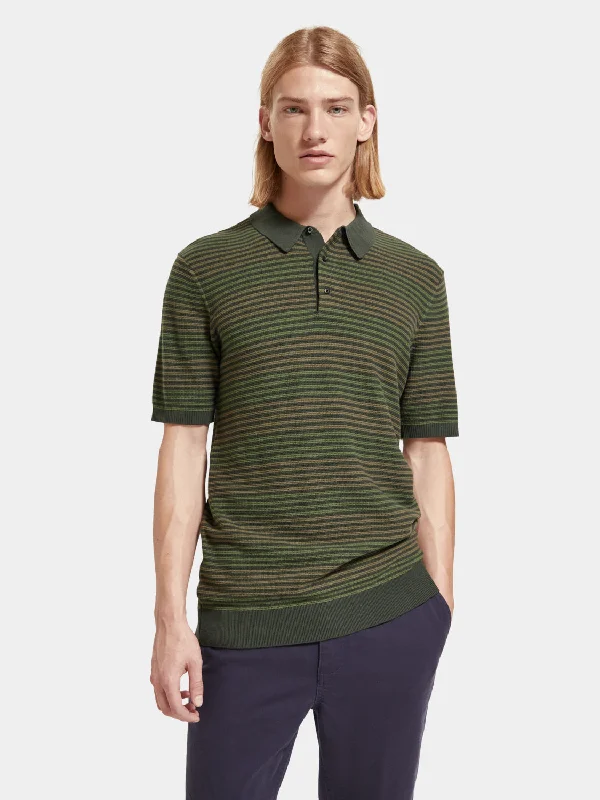 Knitted striped polo shirt