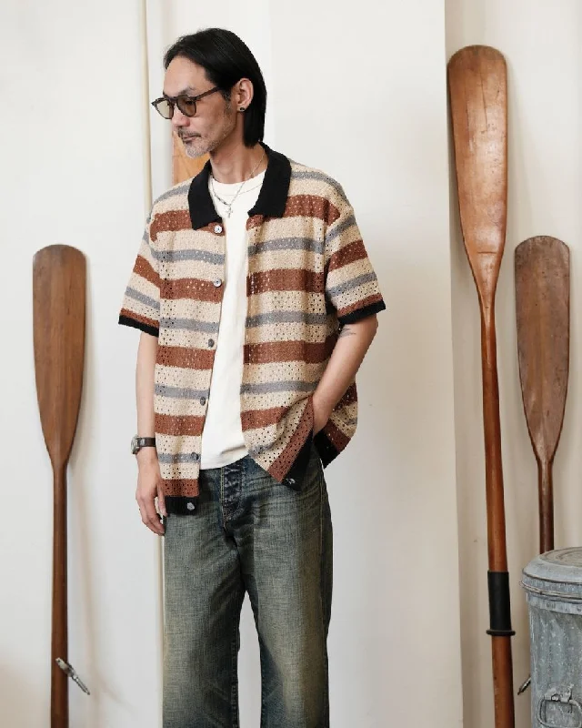 Open-Knit Striped Shirt