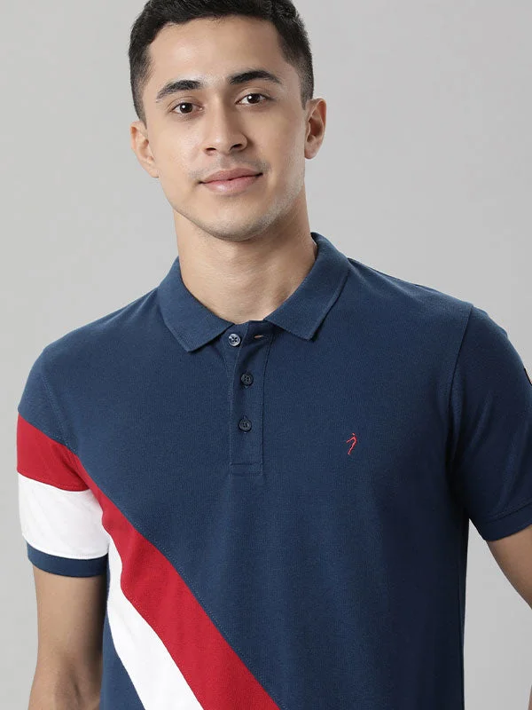 Men Color Block Polo T-Shirt