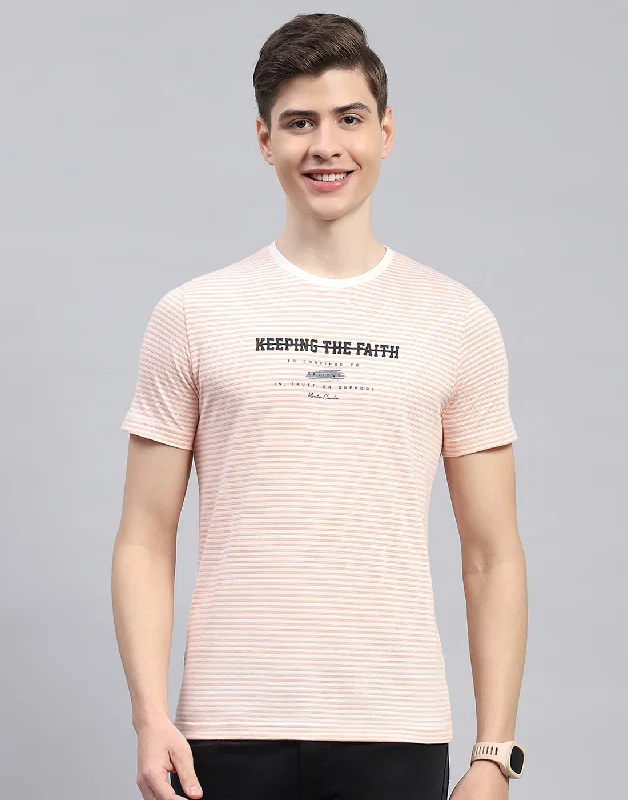 Men Pink Printed Round Neck Half Sleeve T-Shirt