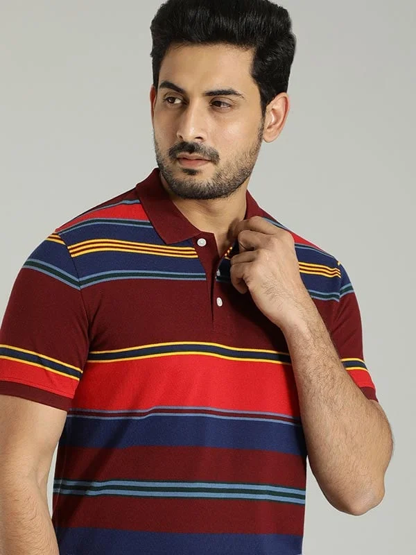 Men Striped Polo T-Shirt