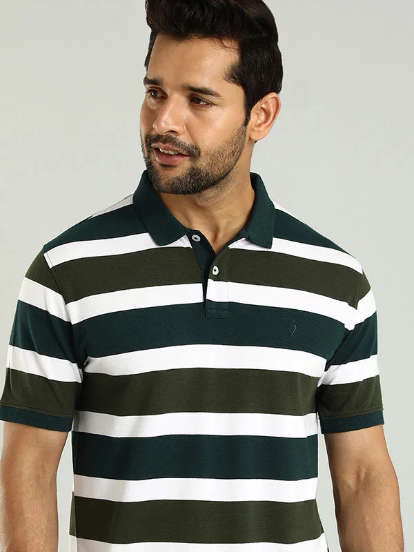 Men Striped Polo T-Shirt