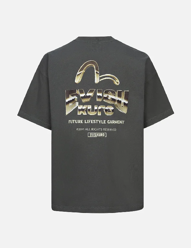 Metallic Effect Logo Print Oversized T-shirt