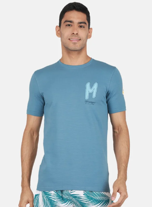 Men Blue Printed T-Shirt