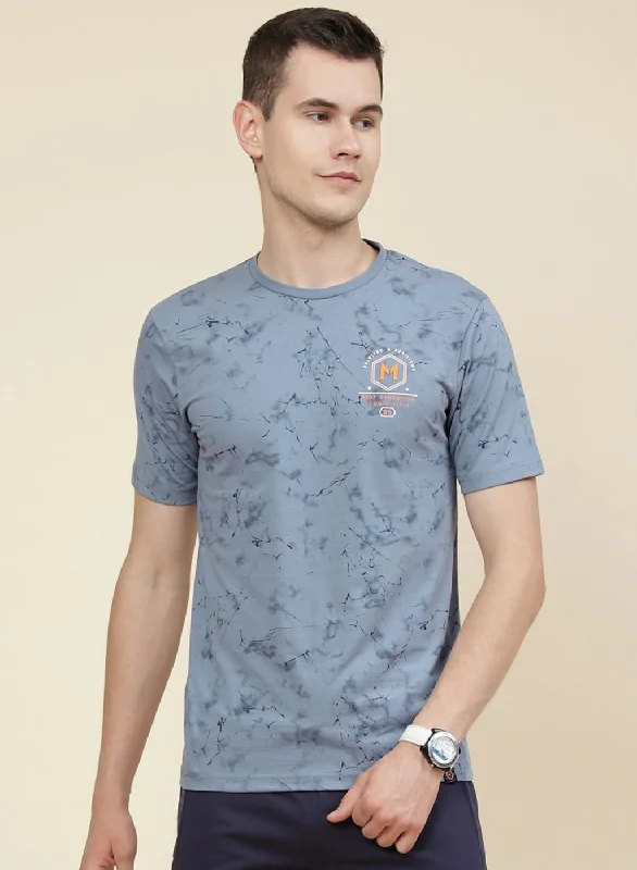 Men Blue Printed T-Shirt