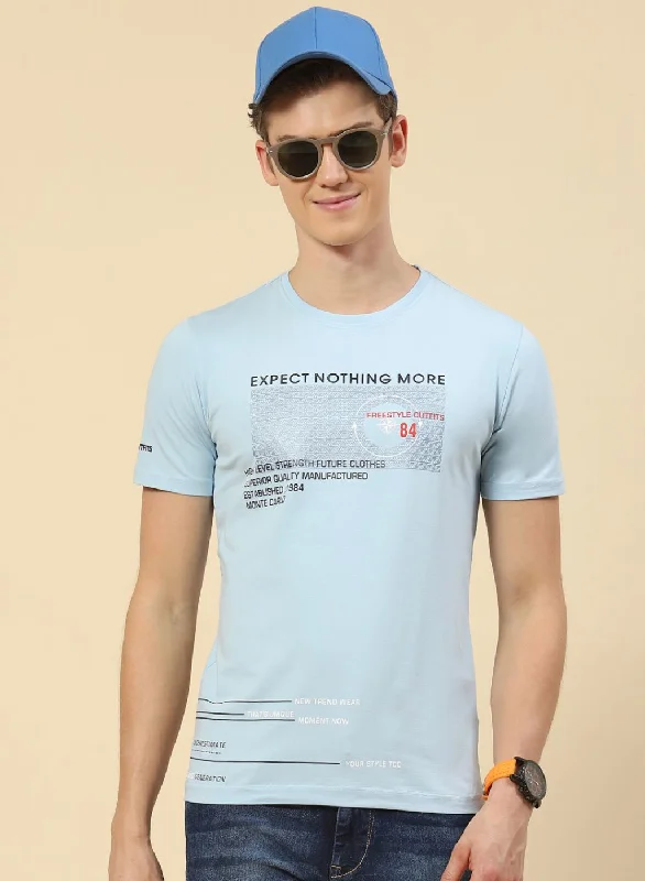 Men Blue Printed T-Shirt