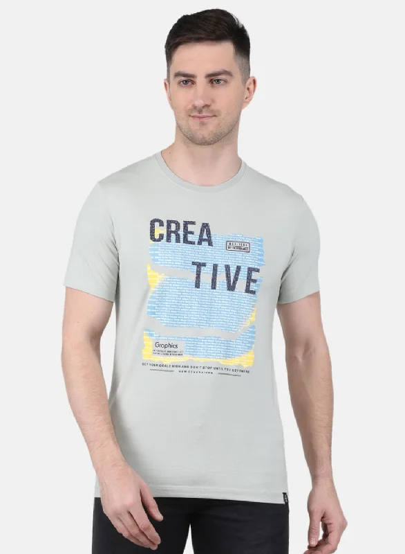 Men Grey Printed T-Shirt