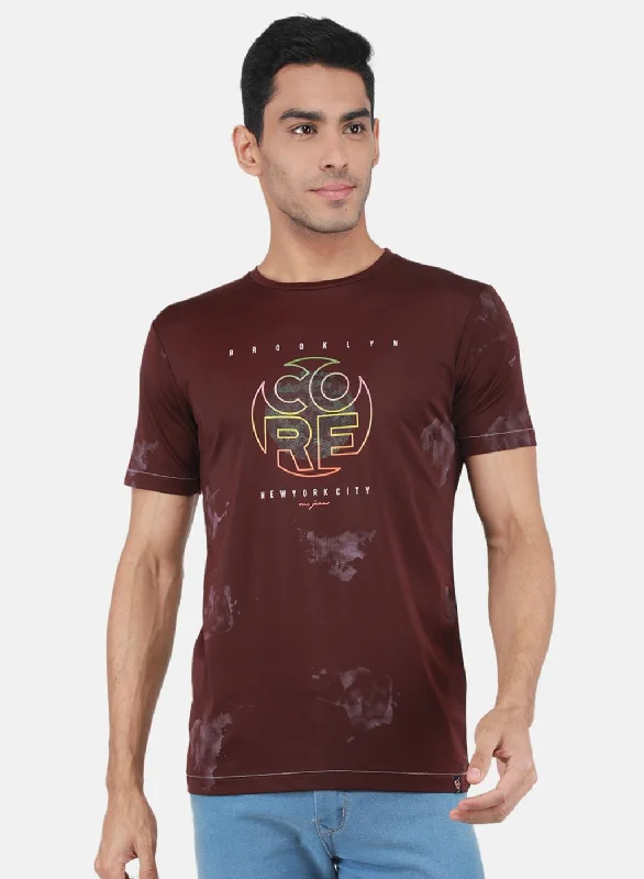 Men Maroon Printed T-Shirt