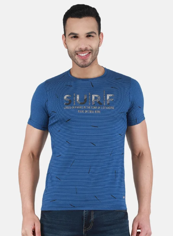 Men NAvy Blue Printed T-Shirt