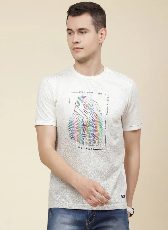 Men Off White Printed T-Shirt