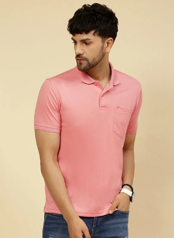 Men Pink Solid T-Shirt