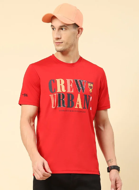 Men Red Printed T-Shirt