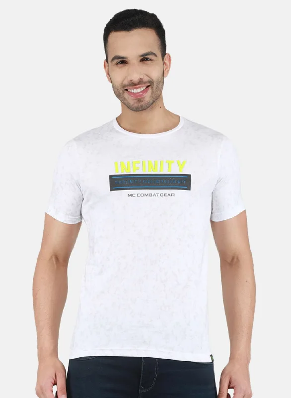 Men White Printed T-Shirt