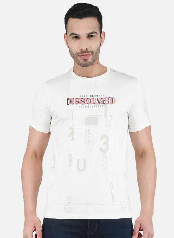 Men White Printed T-Shirt