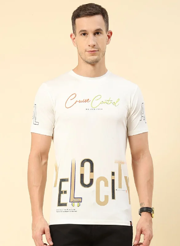 Men White Printed T-Shirt