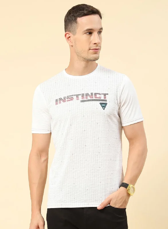 Men White Printed T-Shirt