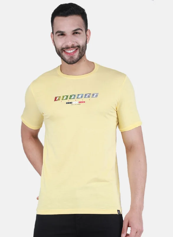 Men Yellow Printed T-Shirt