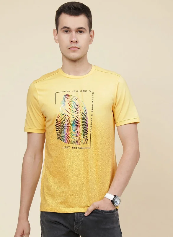 Men Yellow Printed T-Shirt