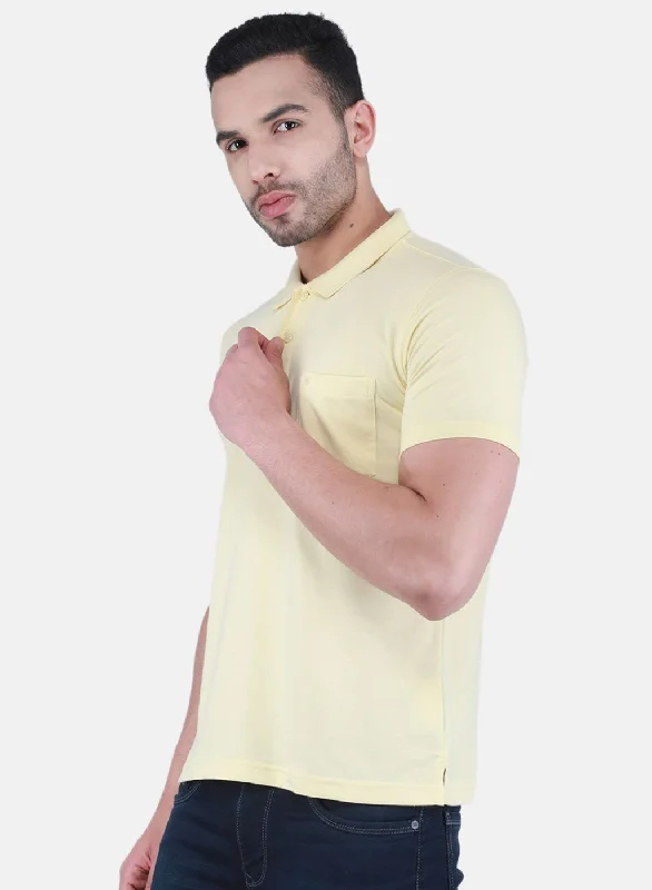 Men Yellow Solid T-Shirt