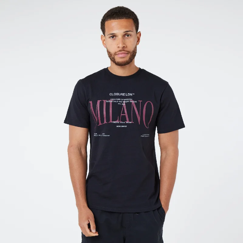 Multi Print Milano T-Shirt | Black