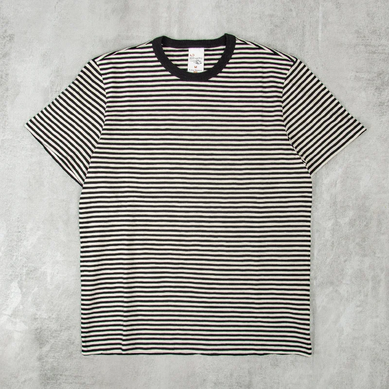 Nudie Roy Club Stripe Tee - Ecru / Black