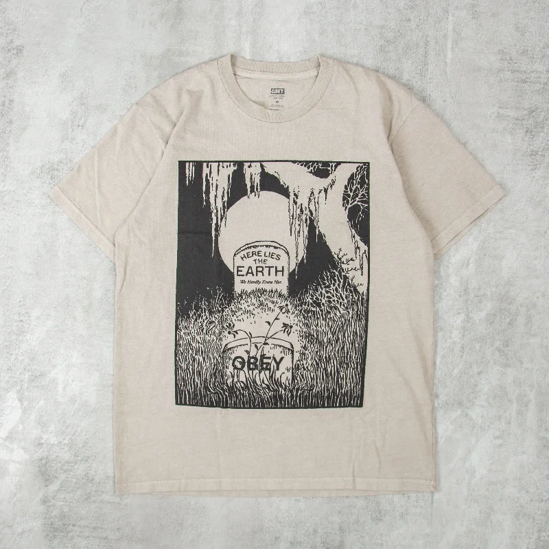 Obey Here Lies The Earth Tee - Pigment Silver Grey