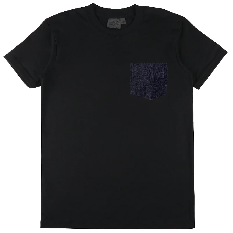 Pocket Tee - Black + Slub Nep Rinsed Denim