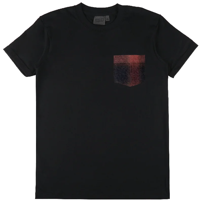 Pocket Tee - Black + Tweedy Cotton Vintage Brushed - Red