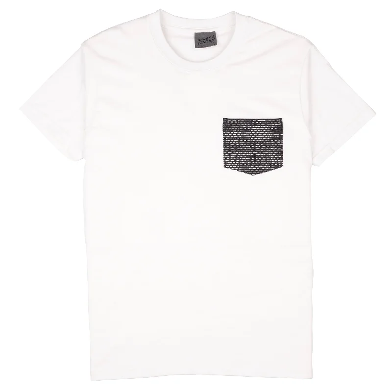 Pocket Tee - White - Slub Sashiko Denim