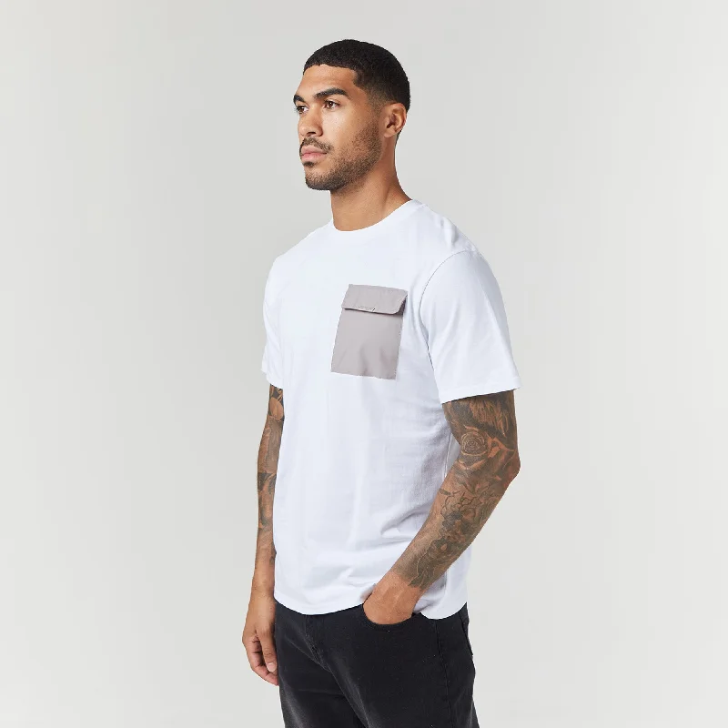 Tech Nylon Pocket T-Shirt | White Stone