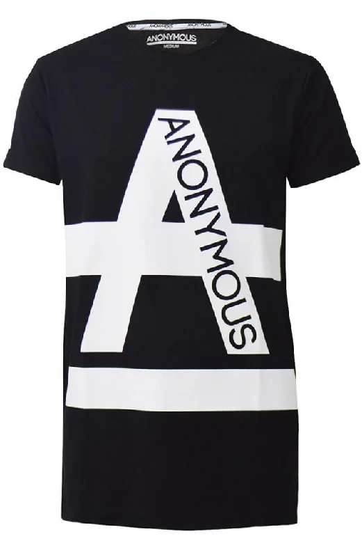 ANONYMOUS Text Long T-Shirt - Black