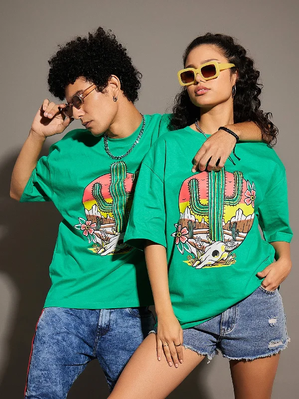 Unisex Green Cactus Oversized T-Shirt