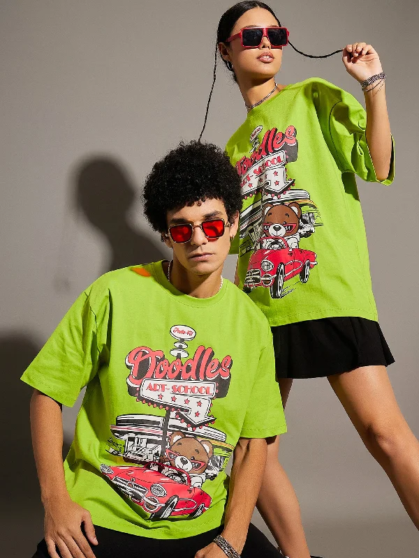 Unisex Green DOODLES Oversized T-Shirt