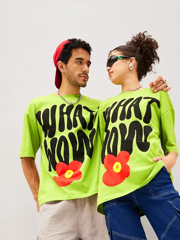 Unisex Green WHAT WOW Oversized T-Shirt