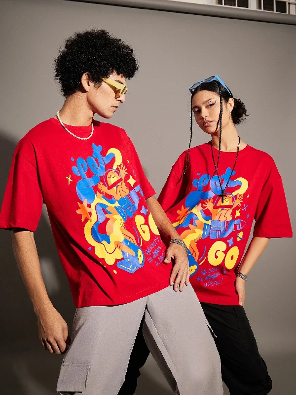 Unisex Red LET'S GO Oversized T-Shirt