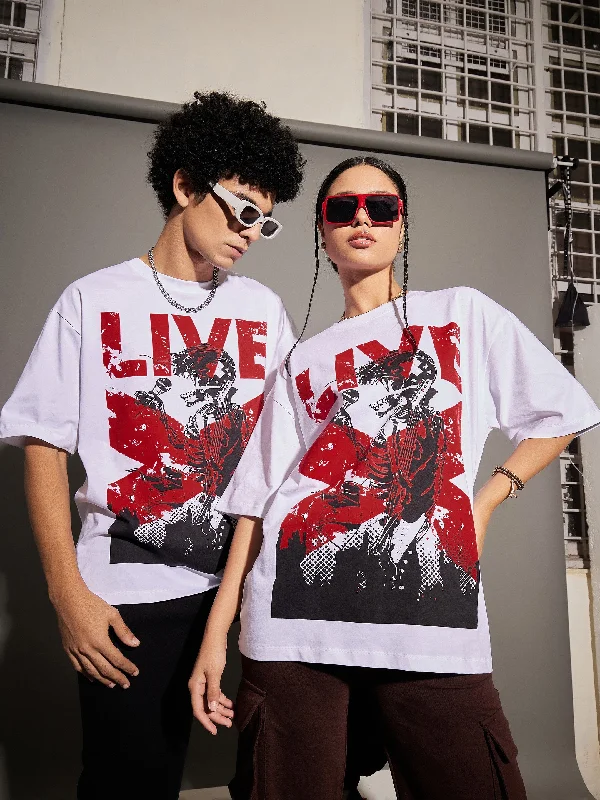 Unisex White LIVE Oversized T-Shirt